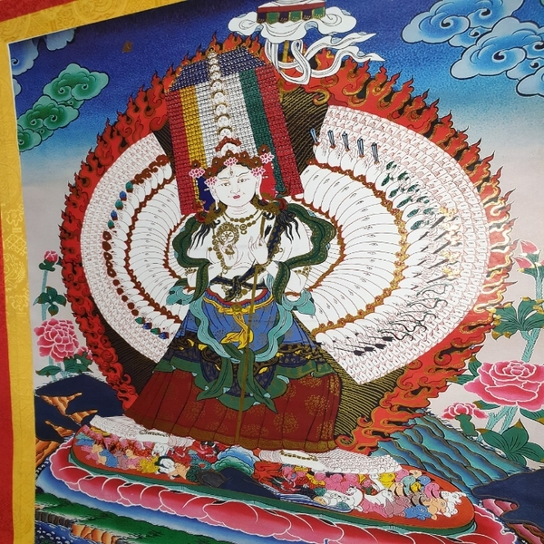 Tranh Thangka Phật Bạch Tản Cái_120x80cm